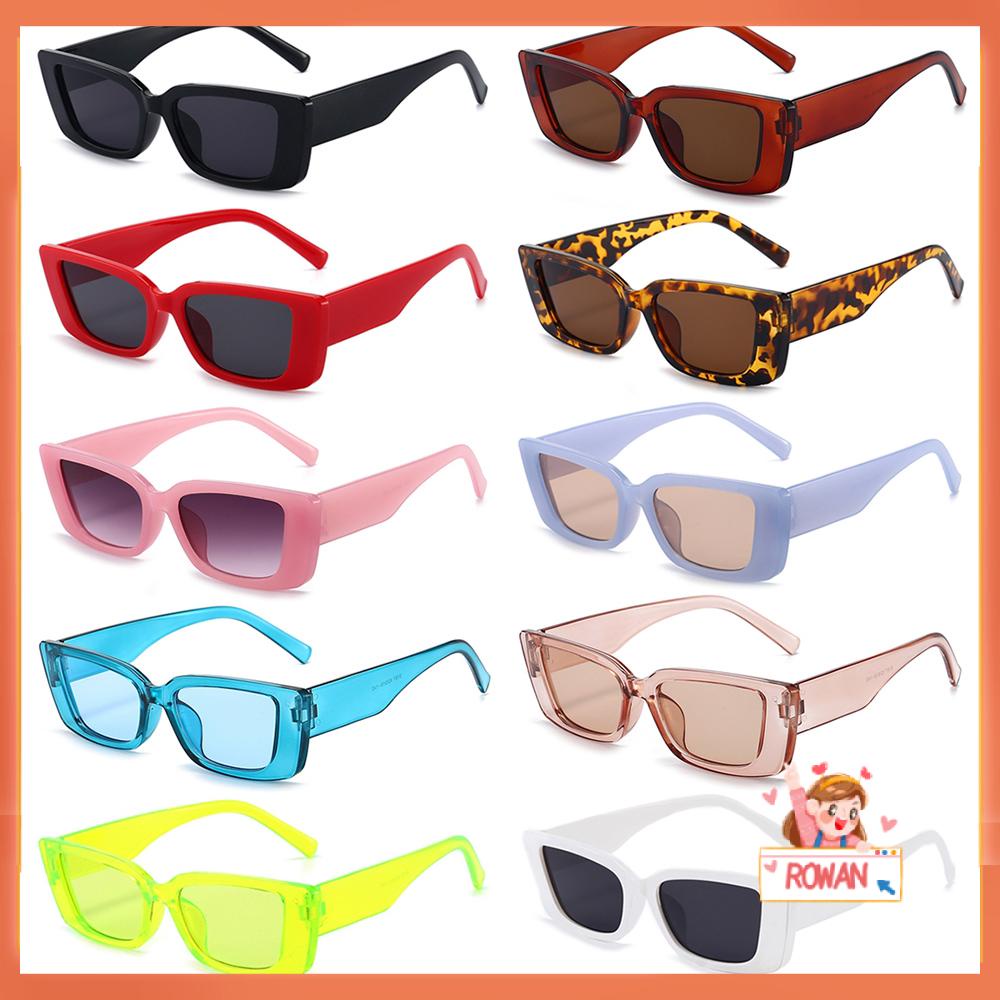 R-flower Rectangle Sunglasses Candy Color UV 400warna Perlindungan Perlindungan Mengemudi Kacamata