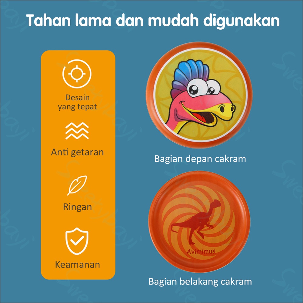 SweetyBayi Frisbee anak Piring terbang mainan motif dino Flying disk lembut Boomerang outdoor