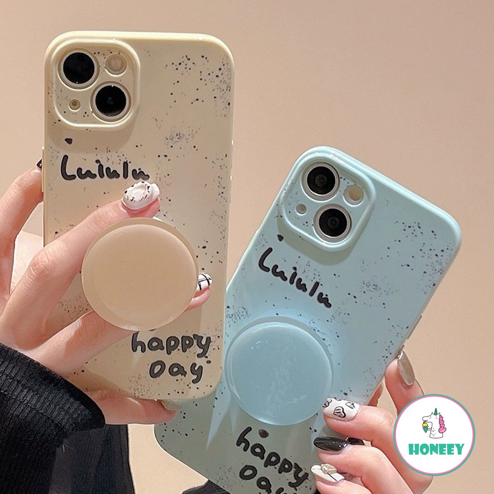 IPHONE Retro Ink Dot Minimalis Art Bracket Shell Kartun Ponsel Case Untuk Iphone14 13 12 11 Pro Max14 Plus Case Lucu Manis Soft Cover