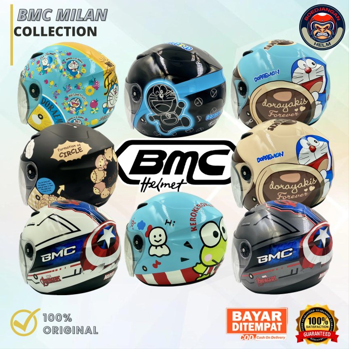 HELM BMC MILAN MOTIF - BMC HALF FACE - BMC MILAN MOTIF SPIDERMAN - Keroppi1 blue