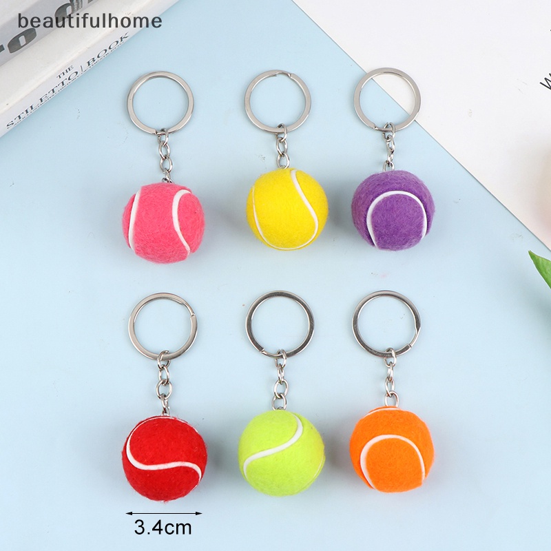 {beautifulhome} Gantungan Kunci Logam Bola Tenis Gantungan Kunci Mobil Key Ring Rantai Olahraga Liontin sliver.