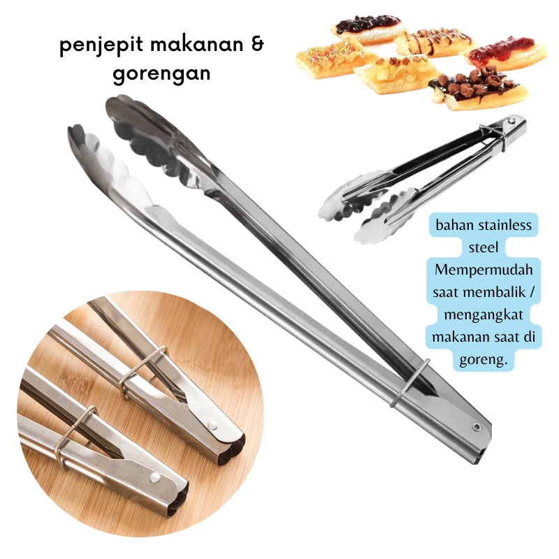 GOS -A207- Penjepit Gorengan Stainless Steel - Pencapit Makanan Gorengan