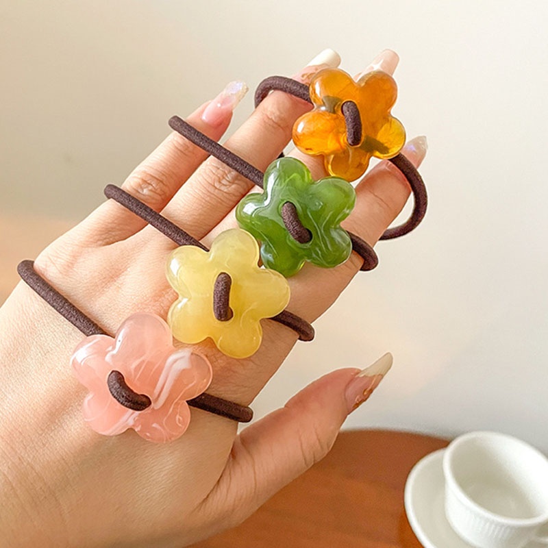 Gelang Karet Geometris Bunga Fashion Untuk Anak Perempuan