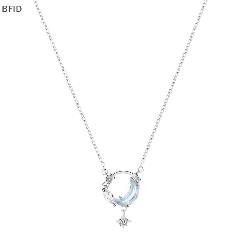 [BFID] Kalung Liontin Bulan Berongga Fashion Korea Rantai Warna Silver Untuk Wanita Pernikahan Perhiasan Aesthetic [ID]