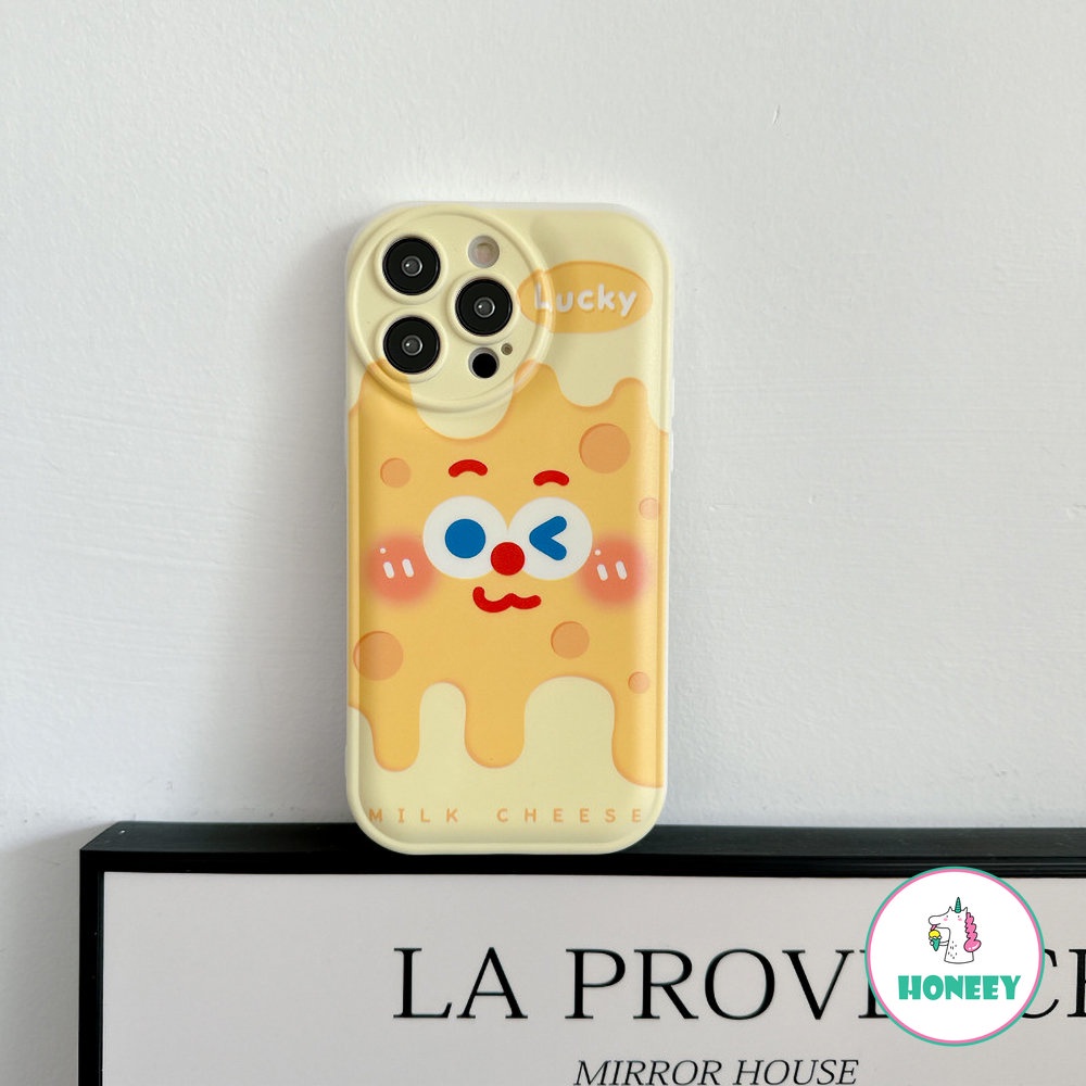 IPHONE Lovely Kartun Keju Emoji Airbag Ponsel Case Kompatibel Untuk Iphone11 Pro Max 14promax Case Iphone13 12 Pro Max Lembut TPU Shockproof Ponsel Cover