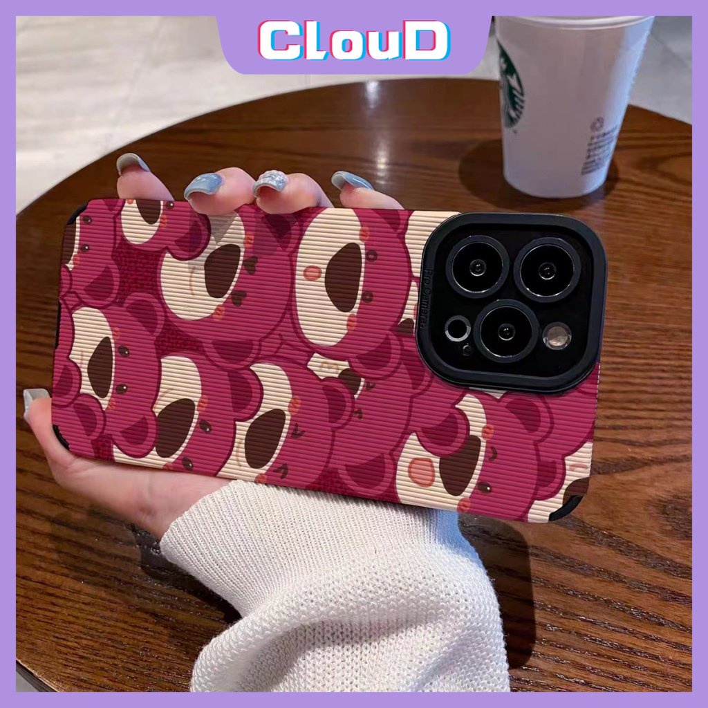 IPHONE Casing Ponsel Tahan Guncangan Tekstur Kulit Mewah Yang Indah Kompatibel Untuk Iphone7 8 Plus12 Pro Max11 13 14 Plus XR X XS MAX Kartun Lucu Manyo Strawberry Bear Cover