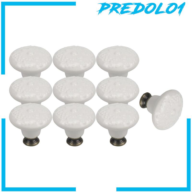 [Predolo1] 10buah Knob Laci Keramik Handle Chic Bulat Motif Bunga Timbul 34mm Tombol Meja Rias Tombol Pintu Untuk Lemari Laci Lemari Lemari Closet