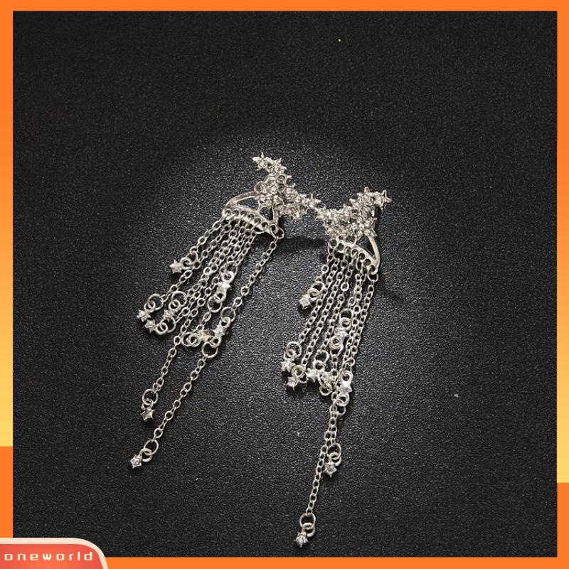 [ONR] Perhiasan Fashion Panjang Bersinar Bintang Rumbai Gantung Belakang Anting Earrings Wanita