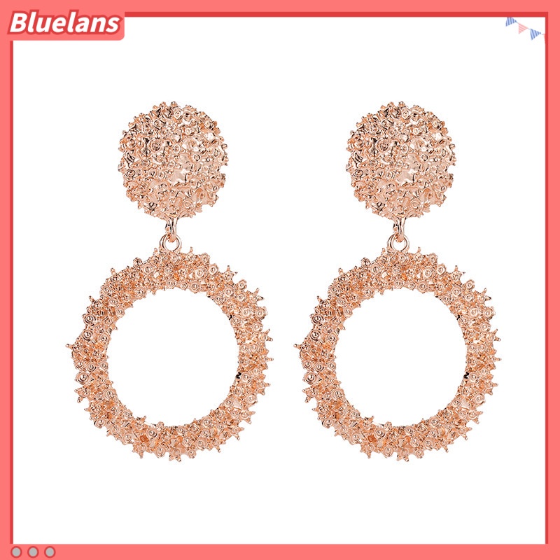 [BLS] Anting Lingkaran Besar Motif Logam Angin Retro