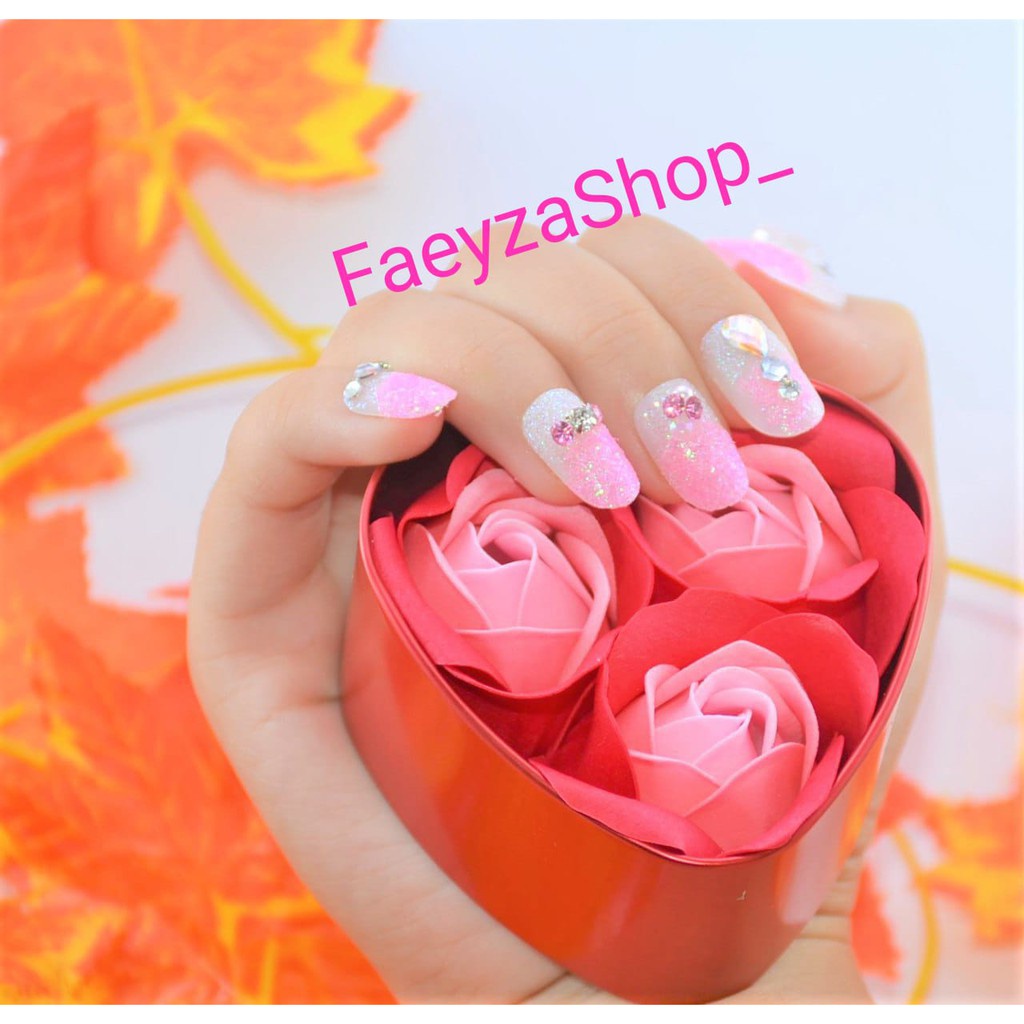10pcs kuku palsu  handmade by FaeyzaShop_ Wedding Pengantin Fakenail Pesta PROMO