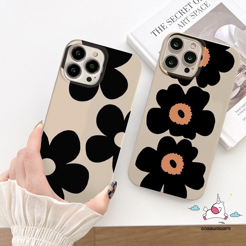 IPHONE Fashion Freshness Purple Tulip Glossy Case Kompatibel Untuk Iphone14 11 13 12 Pro Max XR 7 8 Plus X XS Max Se2020 Shockproof Simple Three Flower Camera Protection Soft Tpu Cover