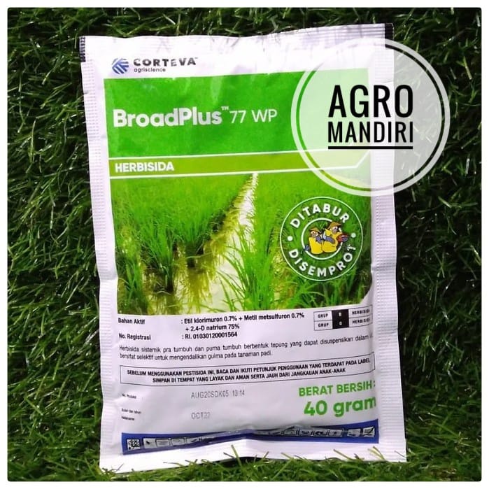 BroadPlus 77 WP isi 40 gram Herbisida Selektif Padi ganti Ally Plus Pembasmi Rumput Teki Daun Lebar