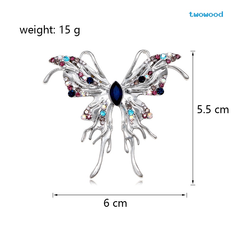 Twowood butterfly Bros niche Kepribadian high-end Grosir liquid butterfly pin Temperamen all-match Berlian Imitasi Korsase Bros