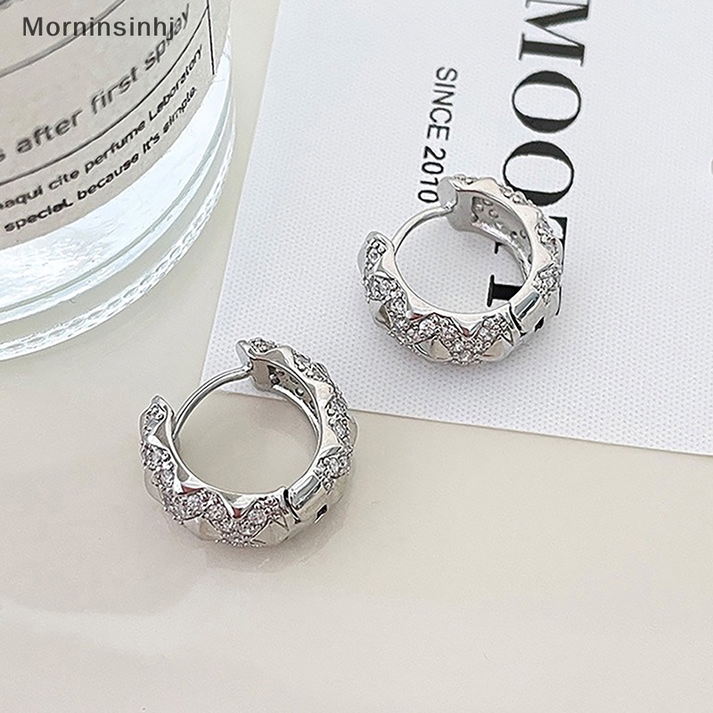 Mornin 1pasang Anting Hoop Tidak Teratur Anting Zirkon Berkilau Perhiasan Sederhana Ringan Untuk Wanita Fashion Earring id