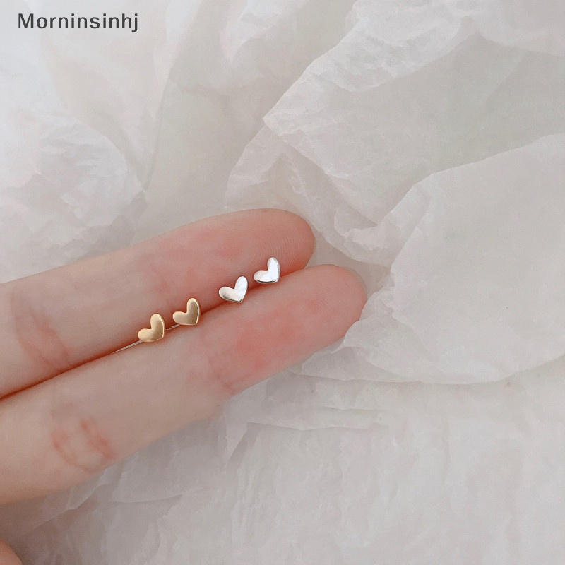 Mornin 1pasang Anting Tusuk Simple Fashion Hati Mini Warna Gold Silver Perhiasan Stud Telinga Gaya Korea Untuk Wanita Telinga Kecil id