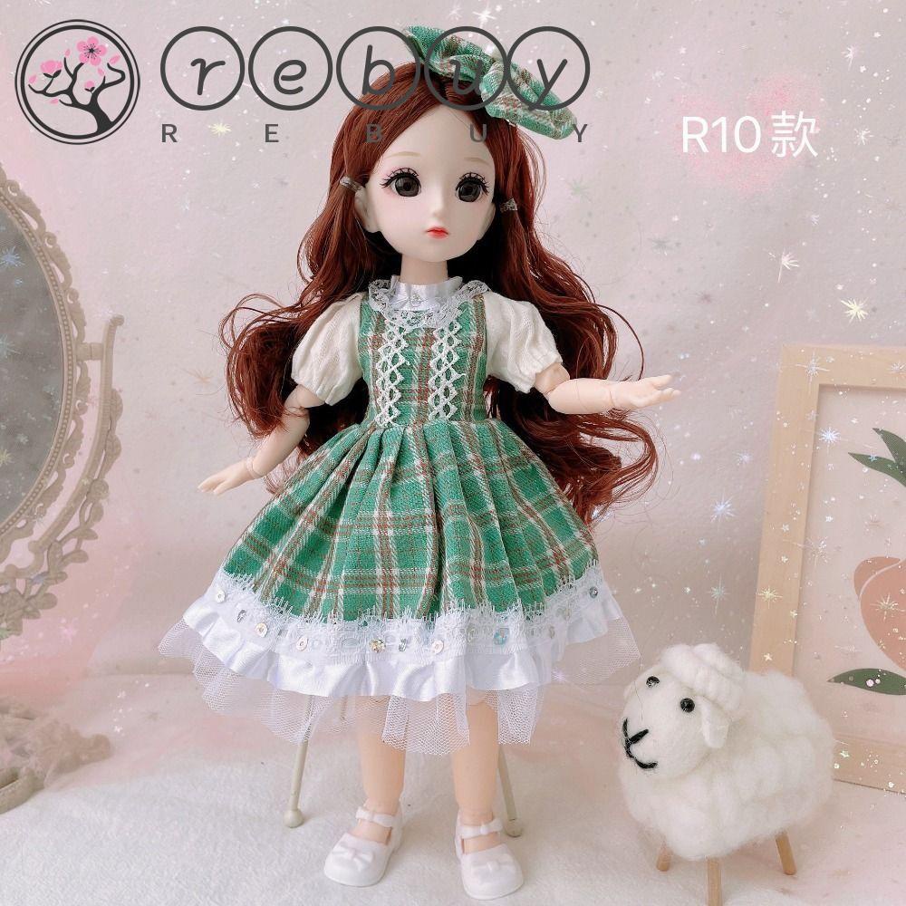 REBUY Rebuy Molly Boneka Anak Perempuan 12inch Lucu Diy Mata Besar 13sambungan Baju Sambung Bergerak Dandan Bjd1/12Set Mainan Princess BJD Doll