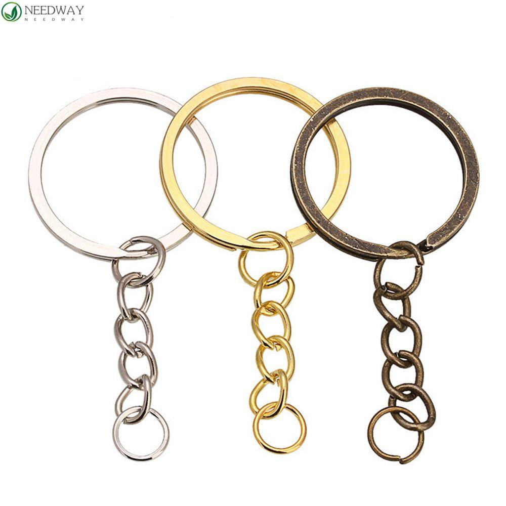 NEEDWAY Kunci Ring (Ukuran Cincin: 30mm) 10pcs Bronze Rhodium DIY Perhiasan Aksesoris Panjang Bulat Split Gantungan Kunci