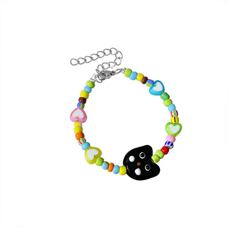 Super Cute Little Monster Beaded Bracelet Female Sweet ins Lucu Kartun Gelang Niche Desain Pacar Pasangan Ornamen