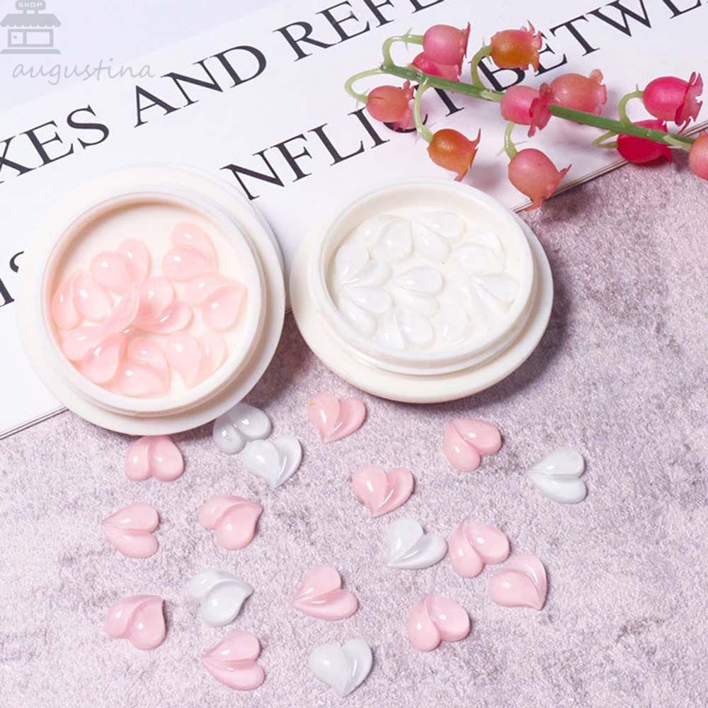 AUGUSTINA Agustina Perhiasan Kuku Berbentuk Hati Gaya Jepang Permen Warna Bengkok Aurora Symphony Peach Heart DIY Nail Art Ornamen