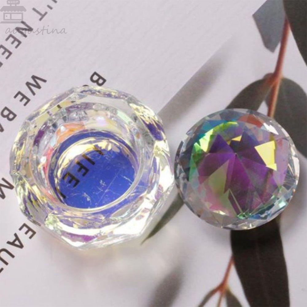 AUGUSTINA Gelas Kristal Kuku Agustina Warna-Warni Fashion Cangkir Penyimpanan Cairan Manikur Alat Penyimpanan Bubuk Berlian Mangkuk Piring Kuku