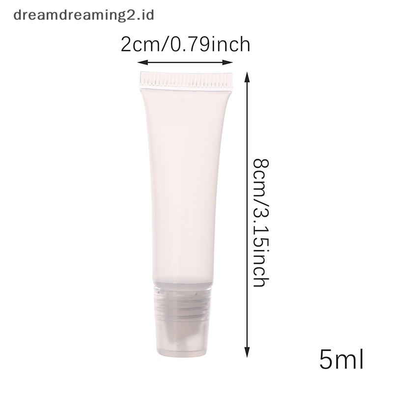 (drea) 10pcs 5ml Tabung Bibir Kosong Lip Balm Soft Tube Squeeze Clear Lip Gloss Botol //