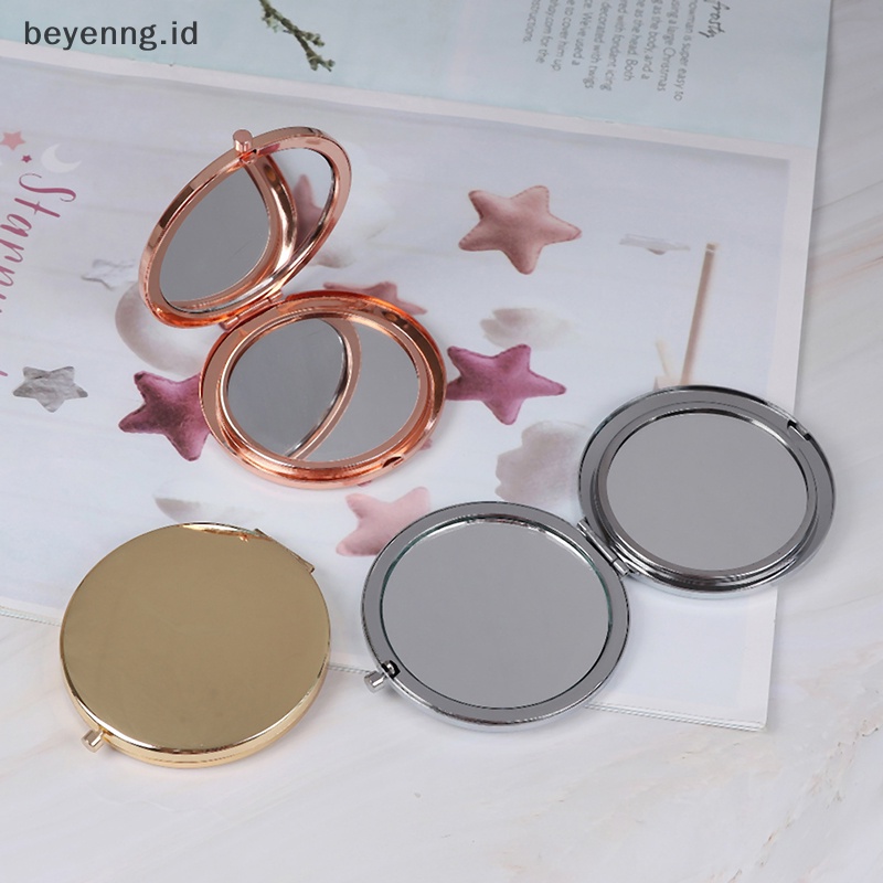 Beyen Vintage alloy compact pocket mirror folded makeup Kosmetik Cermin Pembesar ID