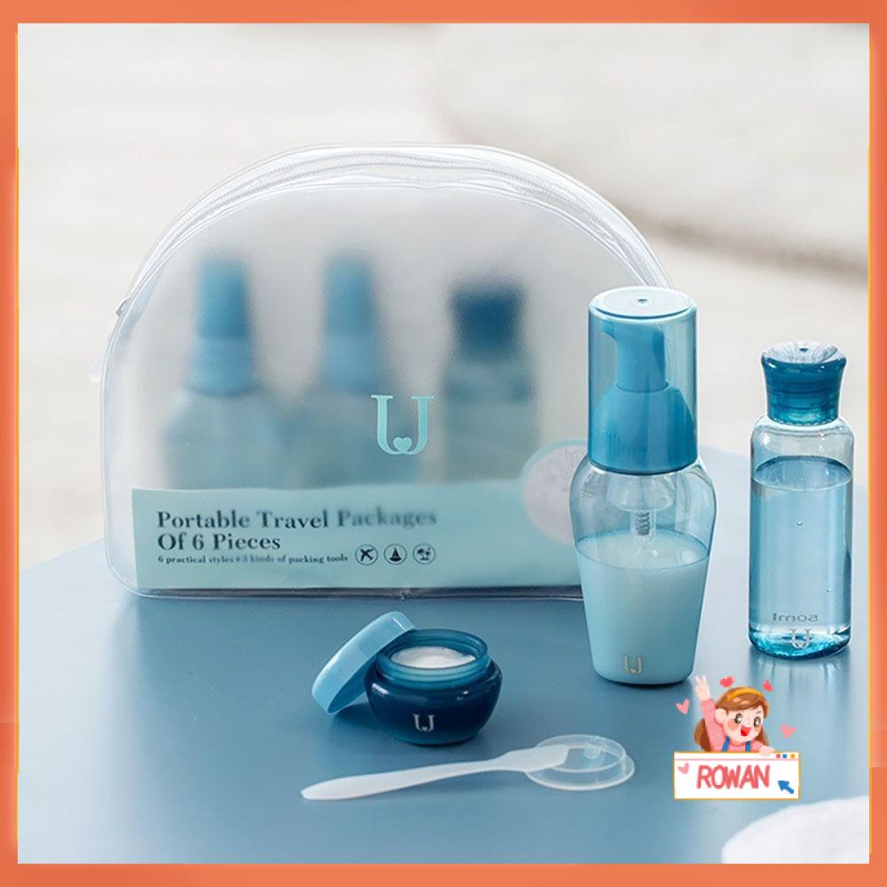 R-FLOWER Travel Split Bottle Alat Makeup Shower Gel Pump Dispenser Cairan Sabun