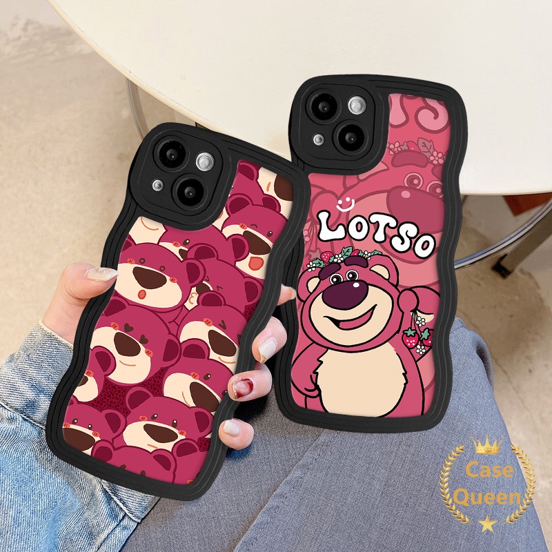 Lovely Kartun Strawberry Bear Manyo Case Untuk Infinix Smart5 6 Plus Hot10 9 10T 10s 11s 10 Lite 10s NFC Note8Panas11 9 10 12 Bermain Pasangan Cute Sesame Street Wavy Edge Soft Cover