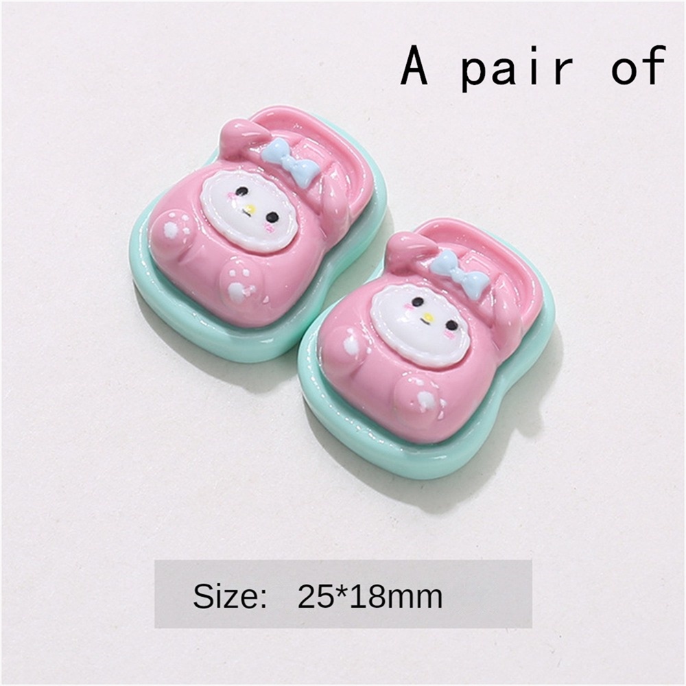 ღ Sepasang Sanrio Sandal Kecil Resin Aksesoris Diy Krim Lem Sarung Ponsel Aksesoris Rambut Gelas Air Stiker Dekorasi Aksesoris