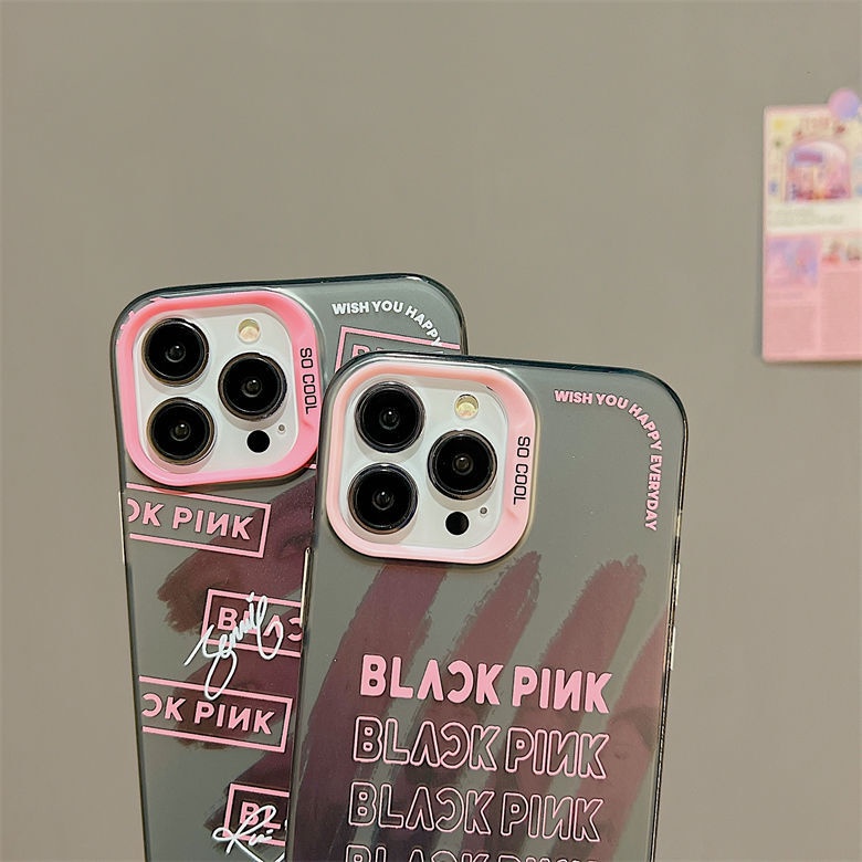 IPHONE Casing Ponsel Desain Signature Double Layer Colorful Silver Full Screen Hitam Dan Pink Kompatibel Dengan Iphone12 13 14 11 Pro Max Qqzs