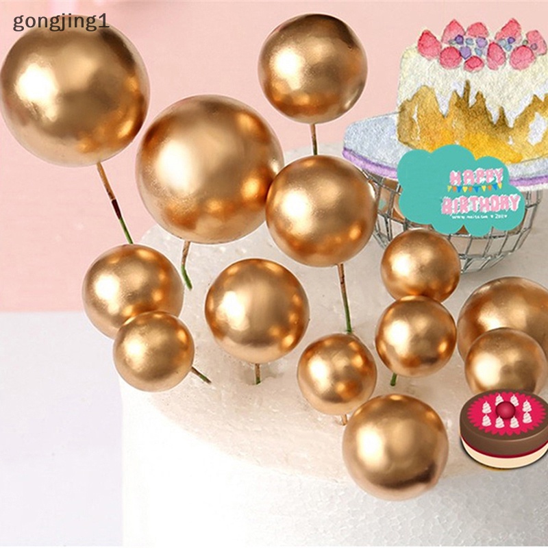 Ggg 20pcs Golden Ball Topper Kue Topper Cupcake Pesta Ulang Tahun Untuk Dekorasi Kue ID