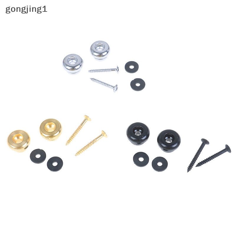 Ggg 2PCS /Pasang Kunci Tali Gitar chrome belt lock button buckle Aksesoris Gitar ID
