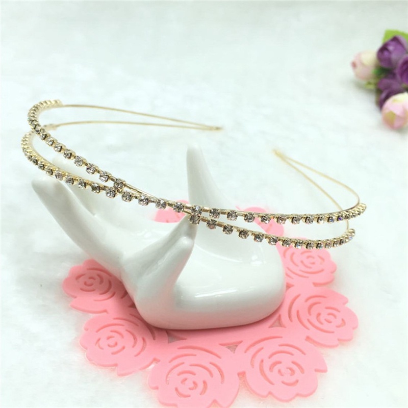 Egelant Kristal Dengan Berlian Tipis Ikat Rambut Untuk Wanita Cross Headband Hair Hoop Fashion Emas Sliver Alloy Berlian Imitasi Head Hoop