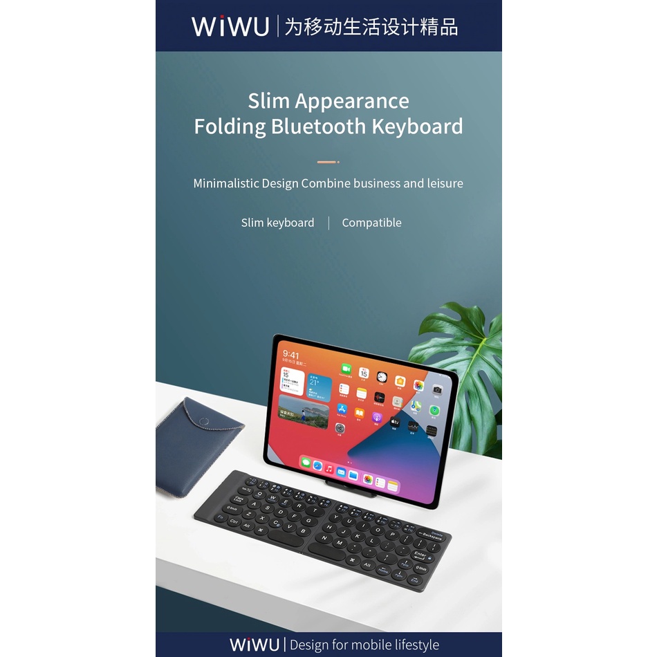 WIWU Portable Wireless Mini Keyboard Foldable for iPad Tablets Windows iOS