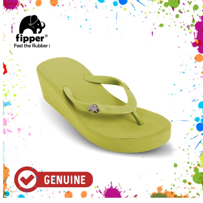 Harga Fipper Wedges 5cm Green Olive Sandal Wedges Wanita Terbaru