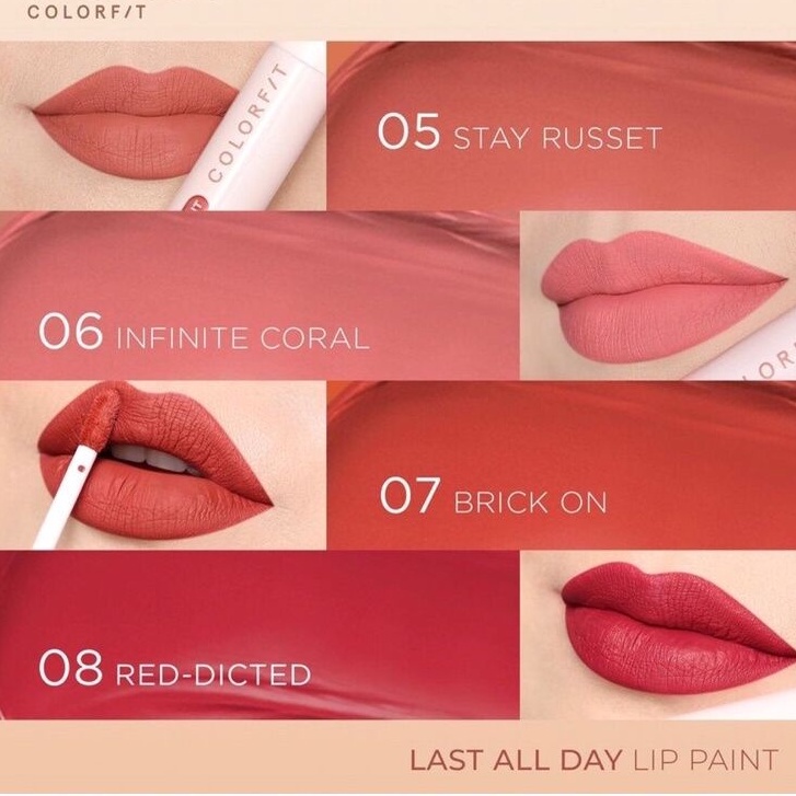 Gkt - Wardah lipstik Colorfit Last All Day Lip Paint 4.2 g - Lip Cream - 01 P Till Drop