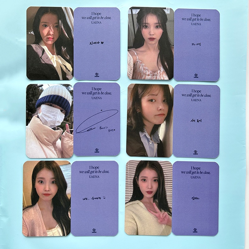 6pcs /set Merek IU UAENA Cincin Photocards Kartu Lomo Kpop Postcards