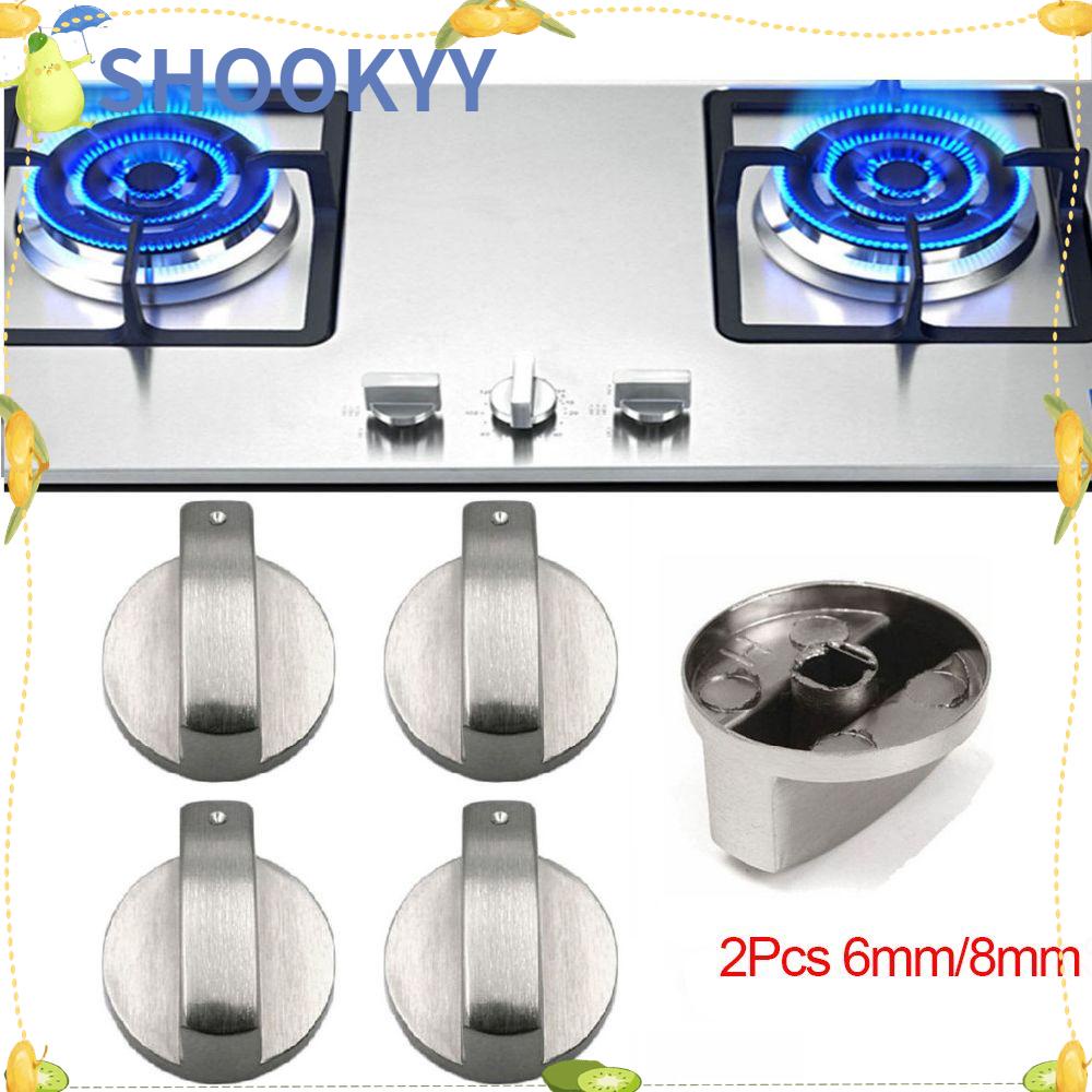 CHOOKYY 2pcs Knob Kontrol Kompor Pegangan Peralatan Masak Silver Saklar Aksesori Pengganti Kompor Gas