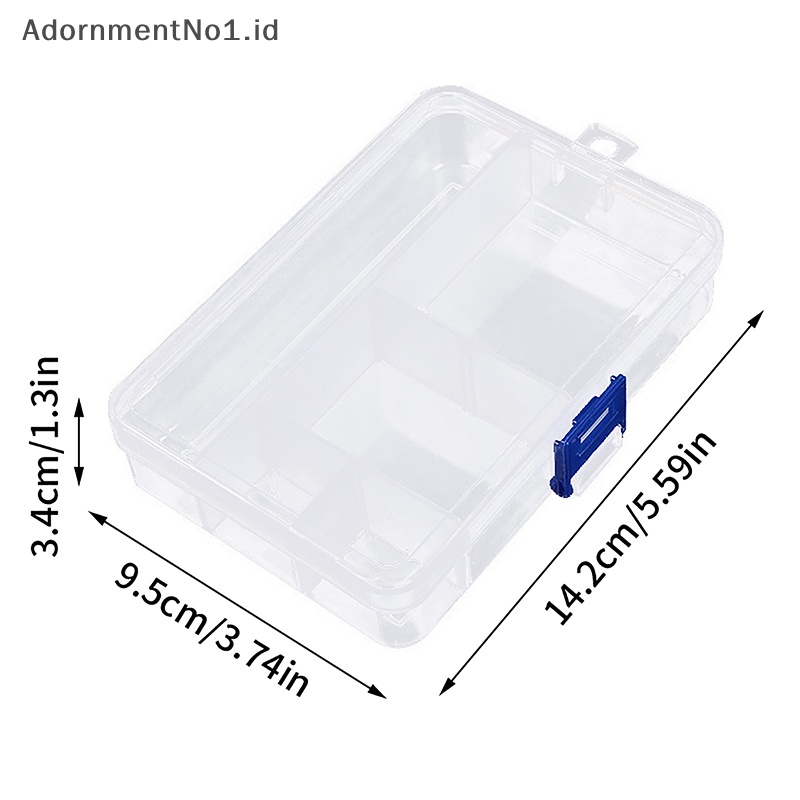 [AdornmentNo1] Kotak perhiasan penyimpanan plastik transparan kompartemen wadah yang dapat disesuaikan untuk manik anting cincin kalung Box tempat perhiasan