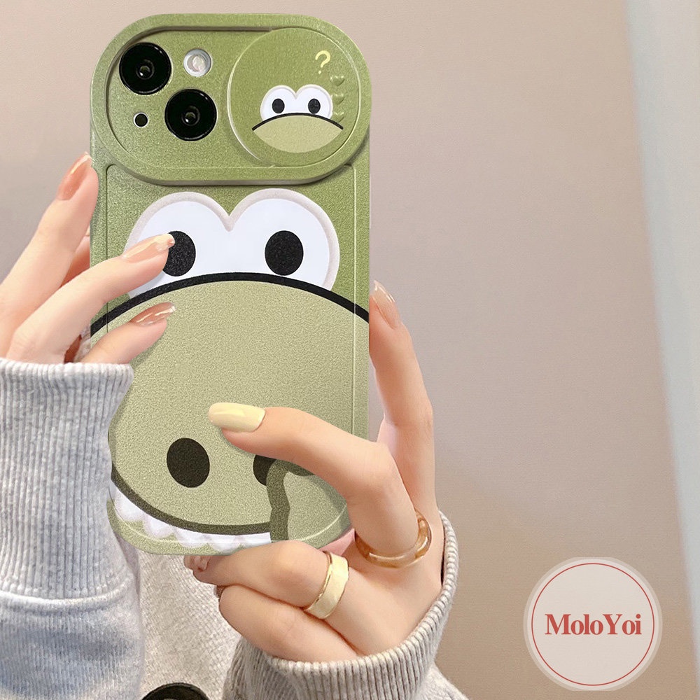 Push Pull Window Lovely Doraemon Funny Dinosaur Camera Lens Protector Case Compatible for IPhone 7Plus XR X XS Max 11 13 12 Pro Max 8Plus Strawberry Bear Lotso Cartoon Cover