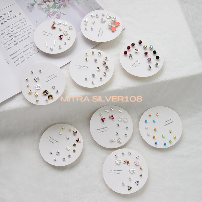 7 Pasang Anting Tindik Tusuk 1 Set Korea Fashion Stud Earrings Korean Style untuk Wanita ER 01