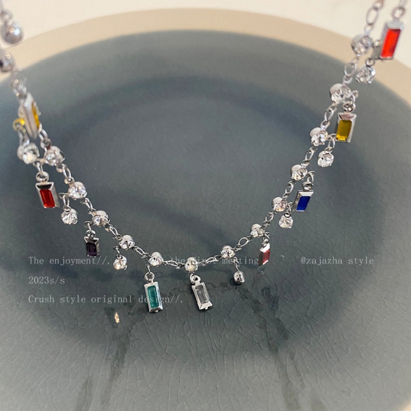 Kalung Warna-Warni Bahan Alloy Zircon Fashion Korea Untuk Perempuan