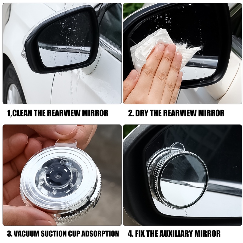 Kaca Spion Mobil Blind Spot 360derajat Adjustable/ Wide Angle Adjustable Cermin Bulat Kecil/ Rotasi Kaca Spion Tambahan Mundur
