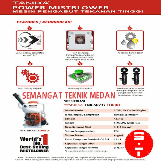 Murah TNK-SR737 MESIN BLOWER KABUT PENGABUT MIST BLOWER TANIKA SR 737 TURBO GYB629