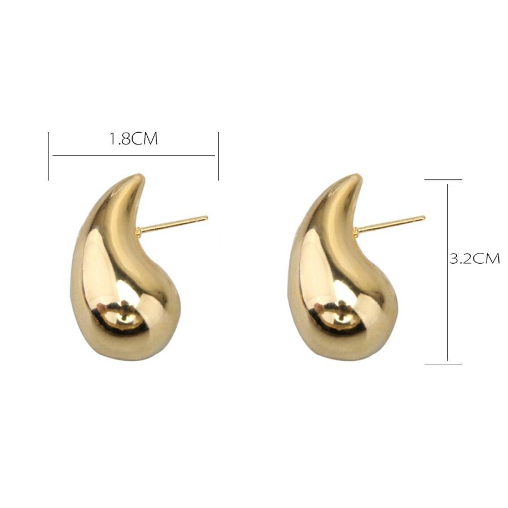 LILY Anting Tetes Air, Anting Tetes Ringan, Niche Chunky Gold Hypoallergenic Stud Earrings Untuk Wanita