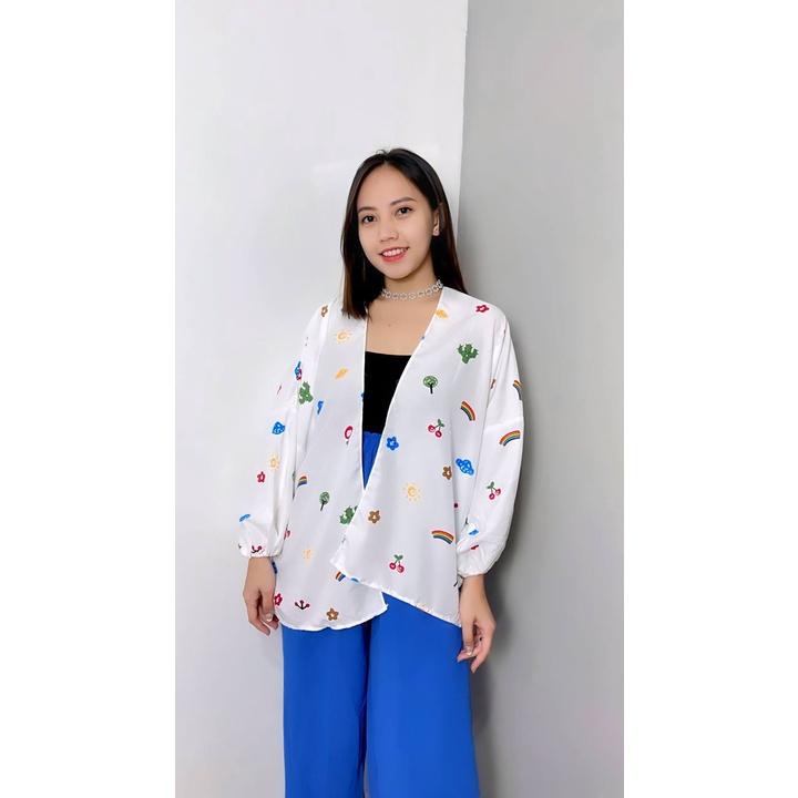 KIYOWO OUTER MOTIF PREMIUM KARDIGAN WANITA FASHION KEKINIAN Bunga CF-01 CEWEK KOREA