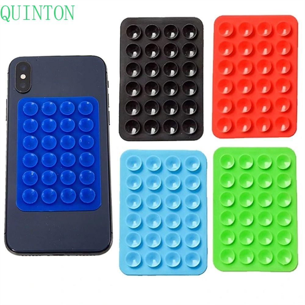 QUINTON 2 Pcs Alas Hisap Telepon 2 Pcs Serbaguna Double Side Phone Mat Wall Stand Mat Square Suction Cup Mat