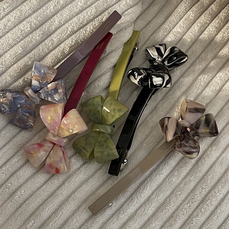 Vintage Bow Knot Spring Clip Acrylic Style Top Clip Pan Hair Grab Clip Alat Ajaib Gaya Baru Sederhana