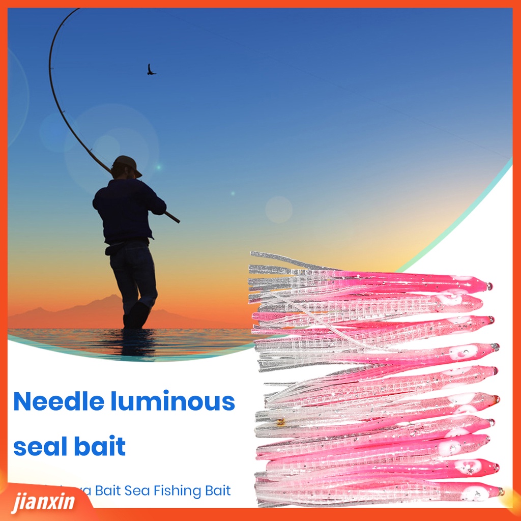 (In Stock) 10 Pcs 7 cm Umpan Pancing Realistis Fisheye Luminous Simulasi Menggoda Angling Lembut Jarum Karet Bercahaya Gurita Umpan Memancing Luar Ruangan