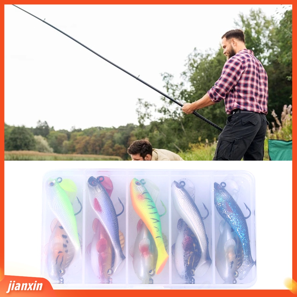 (In Stock) 10Pcs /Set Umpan Pancing Reusable 3D Penampilan Warna-Warni Lembut Melompat Ikan Umpan Kait Tunggal Swimbait Untuk Outdoor